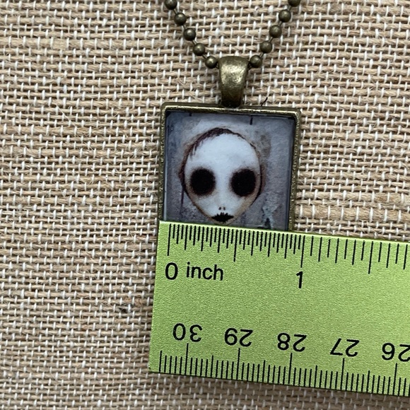 Handcrafted of a kind fun Spooky women image Cabochon Resin necklace. NWOT - Picture 5 of 10